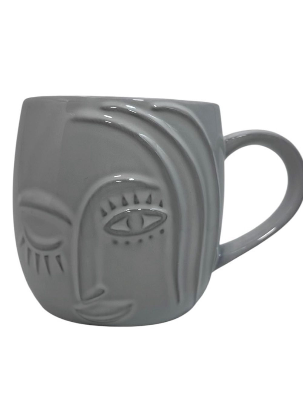 Starbucks Gray Embossed Face Bone China Mug